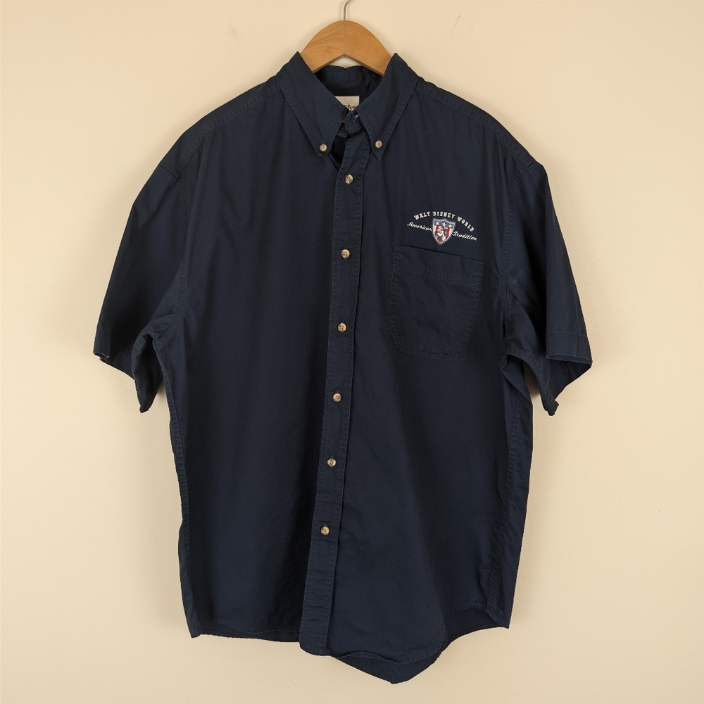 Disney World American Tradition Short Sleeve Button Down Shirt - Navy